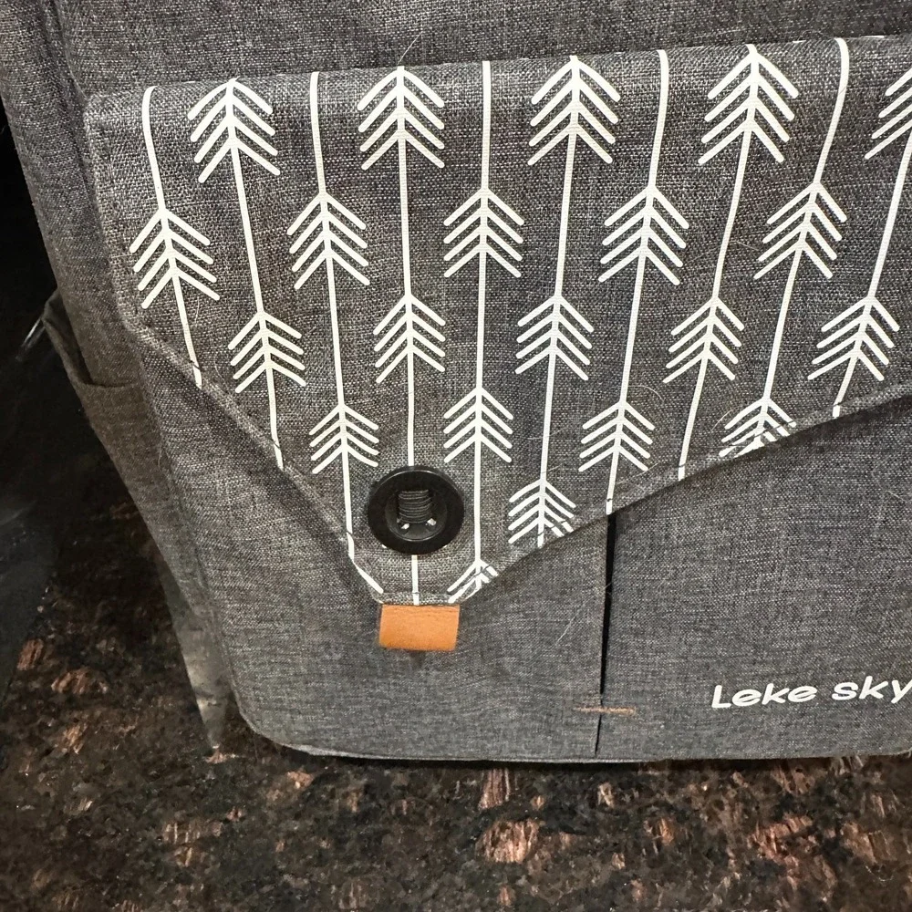 Leke Sky Gray Diaper Backpack Bag Arrow Pattern Multi Pocket Travel Unisex
